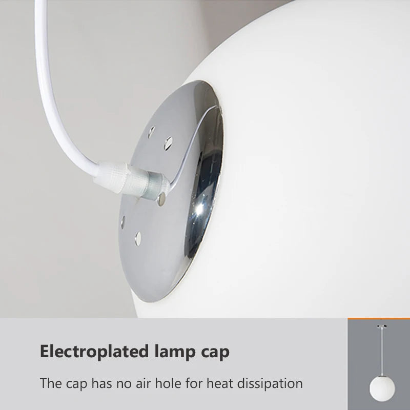 Home Decor Pendant Lights - White Glass Ball Hanging Lamps for Bar Dining Room and Bedroom Clothing Store LED Ceiling Chandeliers