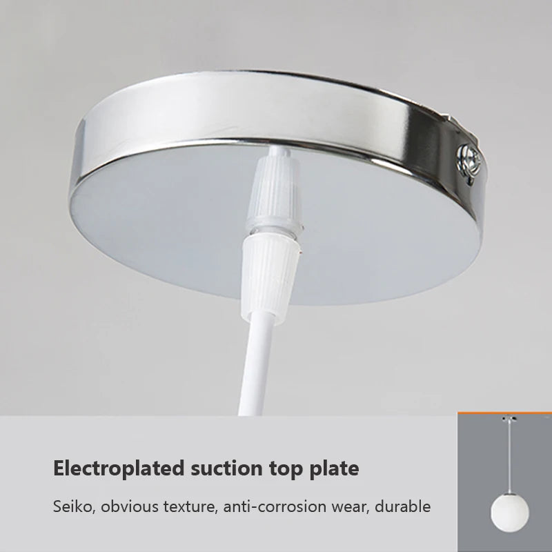 Home Decor Pendant Lights - White Glass Ball Hanging Lamps for Bar Dining Room and Bedroom Clothing Store LED Ceiling Chandeliers