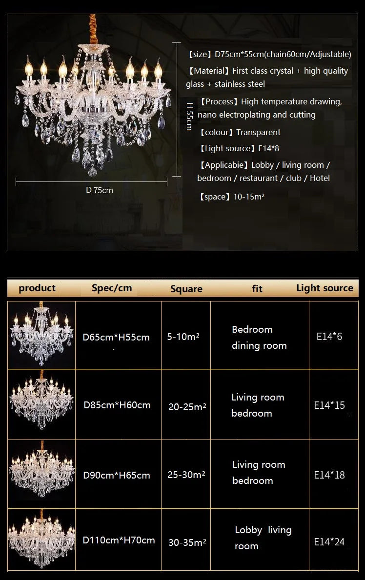 Luxury K9 Modern Crystal Lustres de Cristal Lamps Chandeliers Home Decoration Lighting Fixture for Living Room