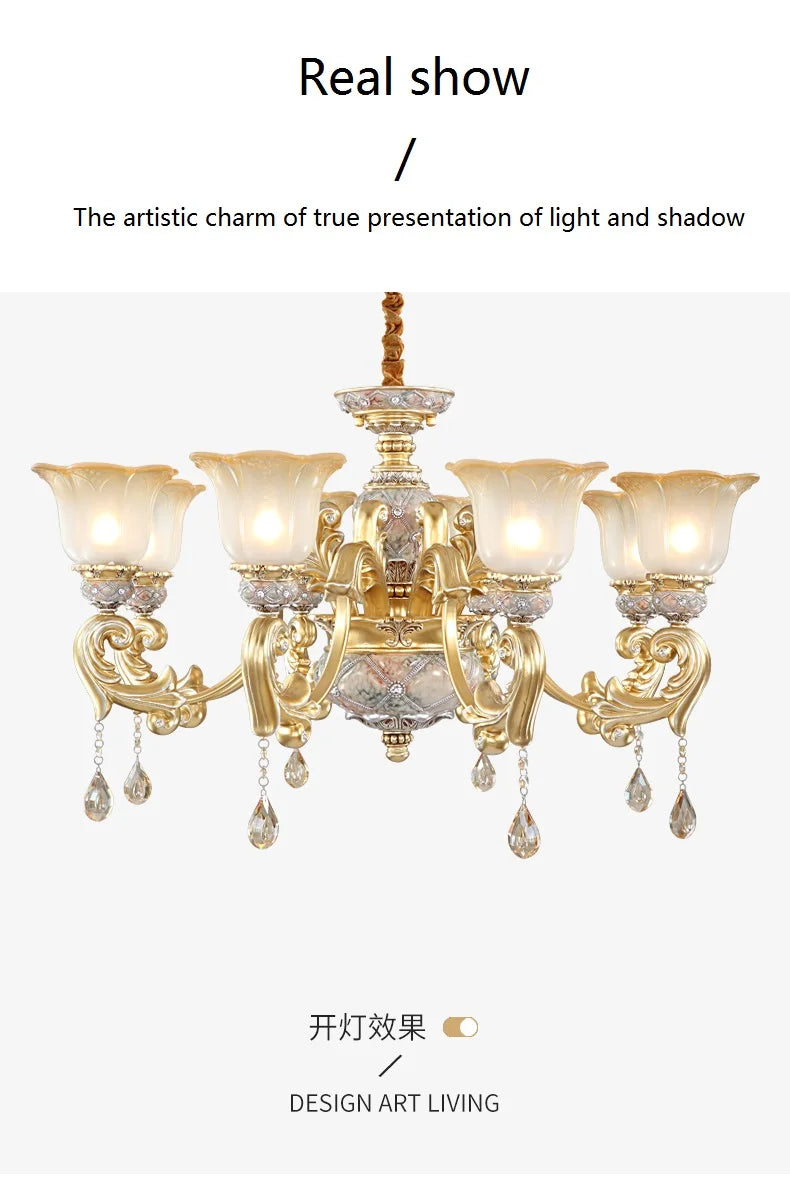 Luxurious European Resin Chandelier for Living Room  Dining Room - Elegant Villa Lighting