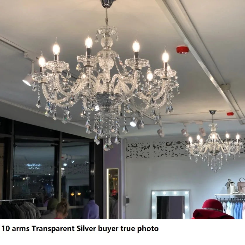 Large Modern Crystal LED Chandelier with 6/8/10/15/18 Arms in GoldSilver - Elegant K9 Lighting Fixture for Living Room