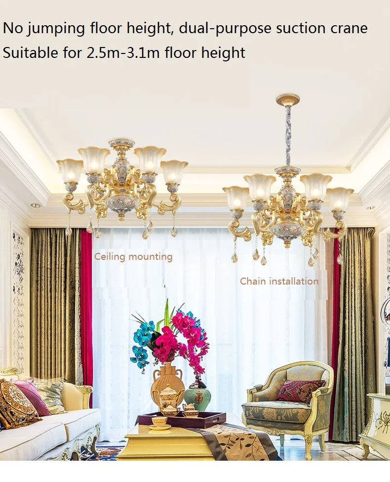 Luxurious European Resin Chandelier for Living Room  Dining Room - Elegant Villa Lighting