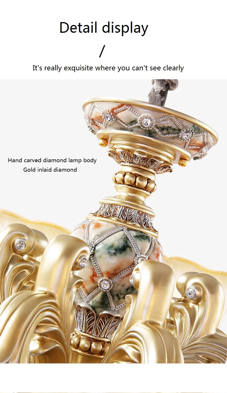 Luxurious European Resin Chandelier for Living Room  Dining Room - Elegant Villa Lighting