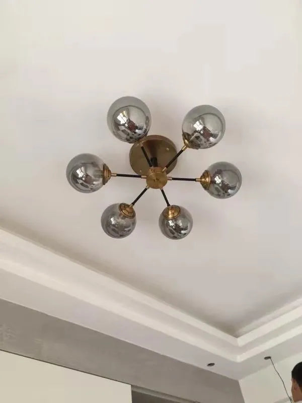 Ash Glass Ball Chandelier - Elegant Hanging Light for Bedroom Living Room  Restaurant