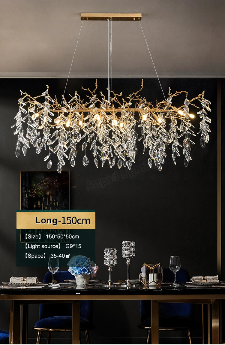 Luxury Crystal Chandelier  Elegant Metal Hanging Lamp for Dining Room Living Room  Hotel Décor in Gold Finish