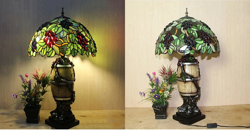 Antique Grape Vine Table Lamp - 16 Elegant Vintage Desk Light for Living Room Decor