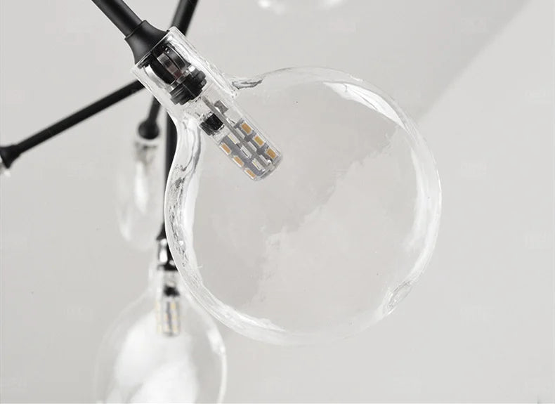 Firefly LED Pendant Crystal Chandelier - Enchanting Starry Light Fixture for Home and Commercial Décor with Frosted Glass Shade