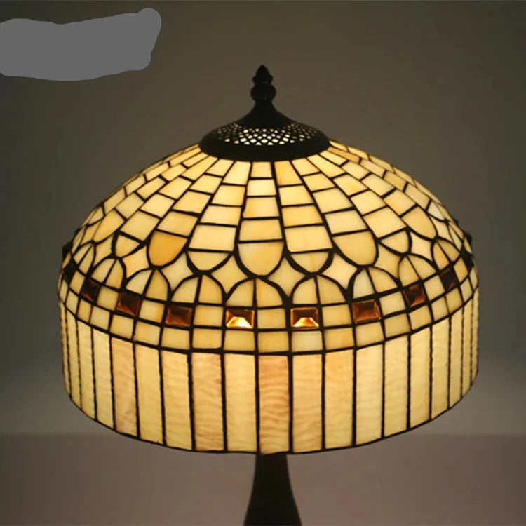 Elegant Yellow Tiffany Table Lamp with Crystal  Stained Glass Design - LED Bedside Light for Home Restaurant Bar