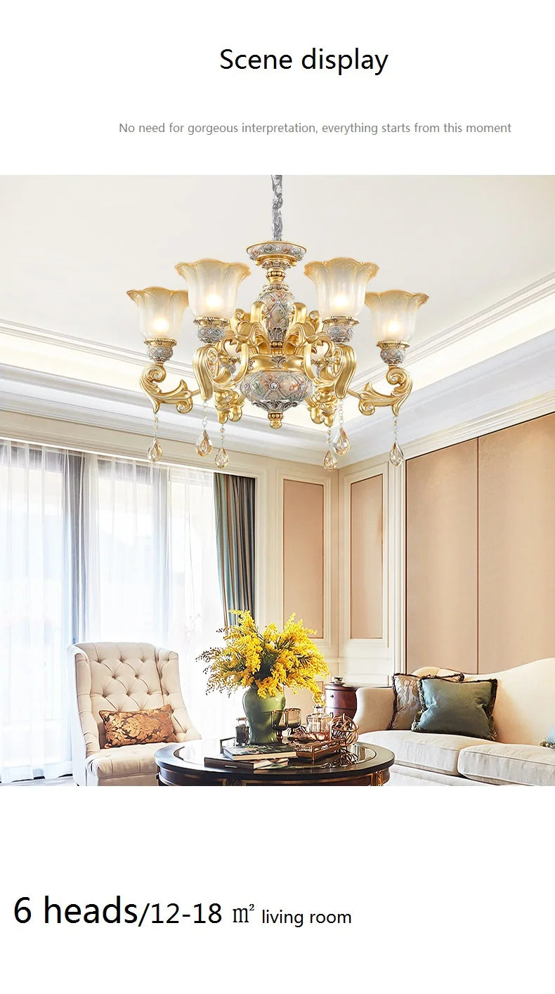 Luxurious European Resin Chandelier for Living Room  Dining Room - Elegant Villa Lighting