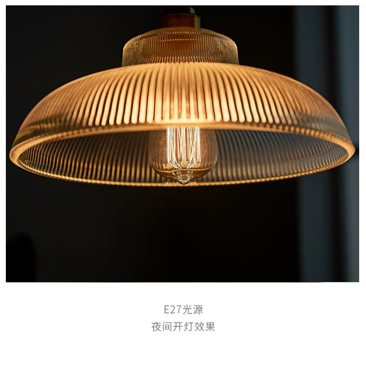 Japanese Brass Semicircular Glass Chandelier - Nordic Simple Bed and Bedroom Hallway Balcony Bar Dining Room Light