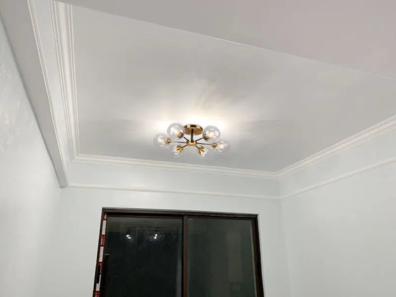Ash Glass Ball Chandelier - Elegant Hanging Light for Bedroom Living Room Restaurant