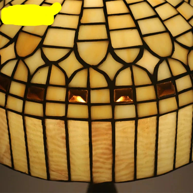 Elegant Yellow Tiffany Table Lamp with Crystal  Stained Glass Design - LED Bedside Light for Home Restaurant Bar
