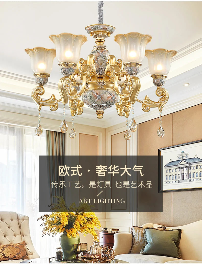 Luxurious European Resin Chandelier for Living Room  Dining Room - Elegant Villa Lighting