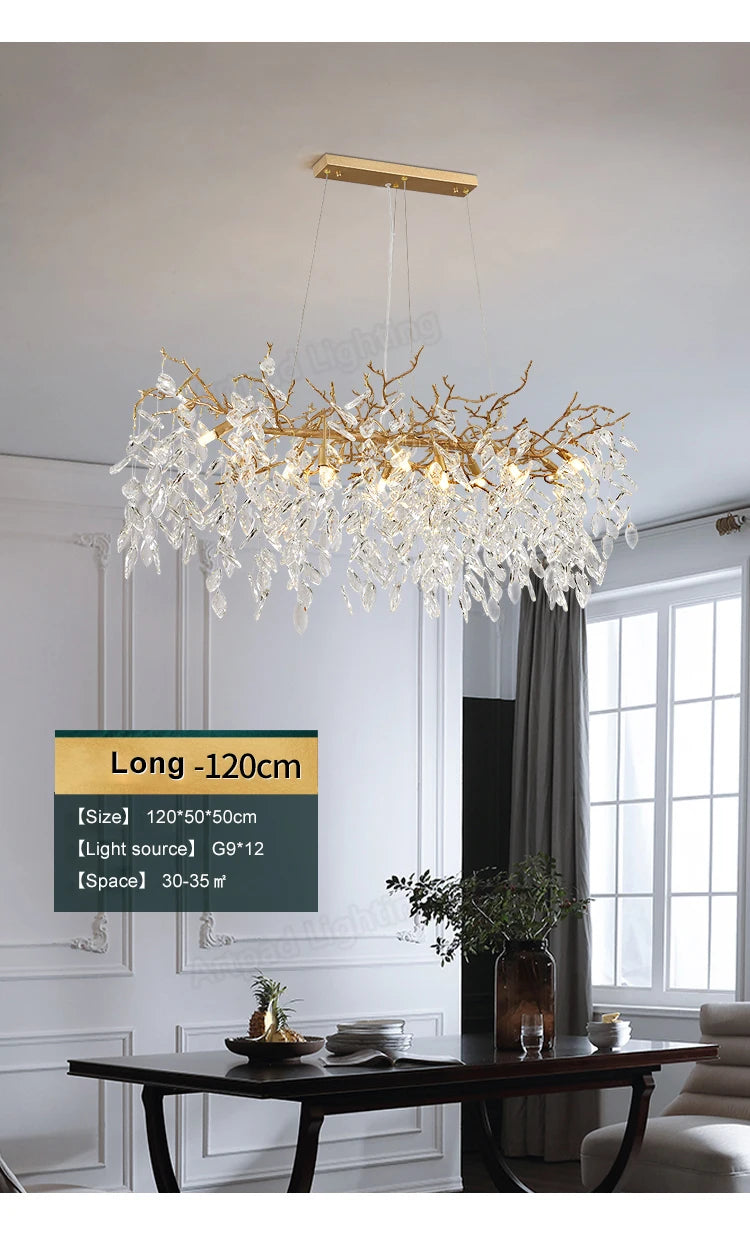 Luxury Crystal Chandelier  Elegant Metal Hanging Lamp for Dining Room Living Room  Hotel Décor in Gold Finish