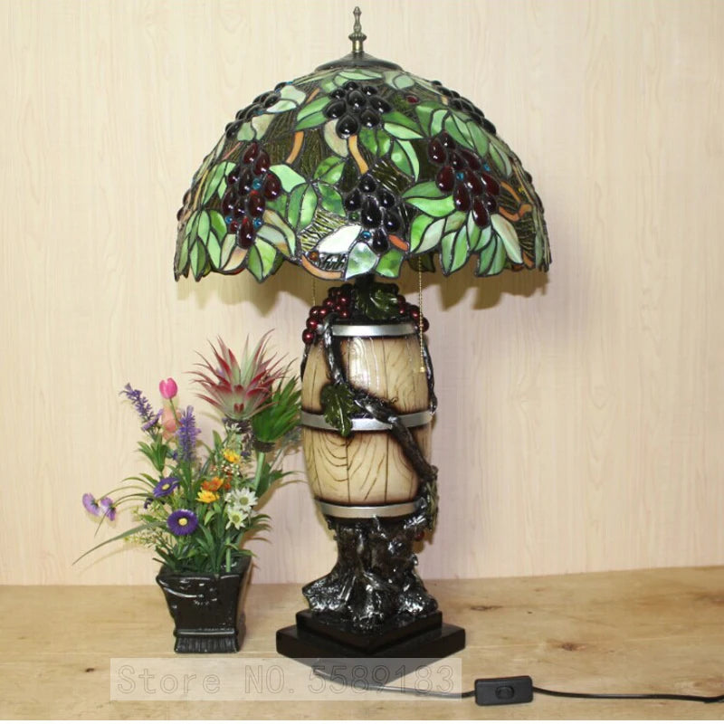 Antique Grape Vine Table Lamp - 16 Elegant Vintage Desk Light for Living Room Decor