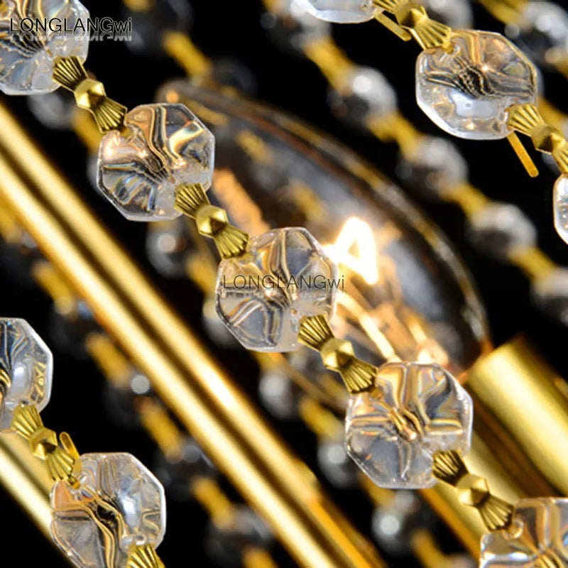 Modern Crystal Chandelier with Golden LED Lighting for Living Room and Hotel Lobby