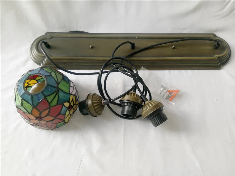 Baroque Stained Glass Pendant Light - 3-Light LED Suspension Fixture for Dining Room Kitchen  Hotel