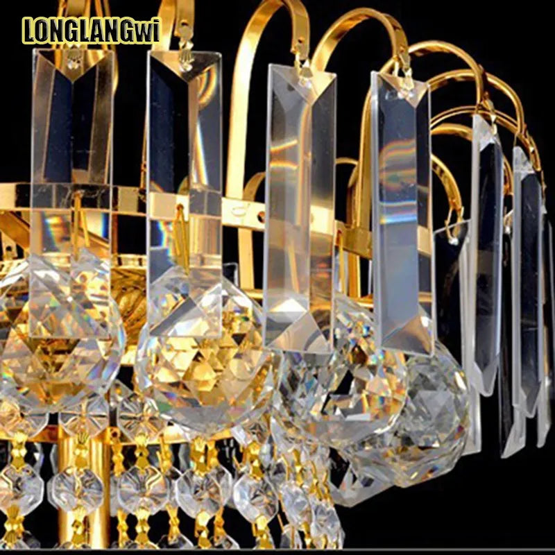 Modern Crystal Chandelier with Golden LED Lighting for Living Room and Hotel Lobby