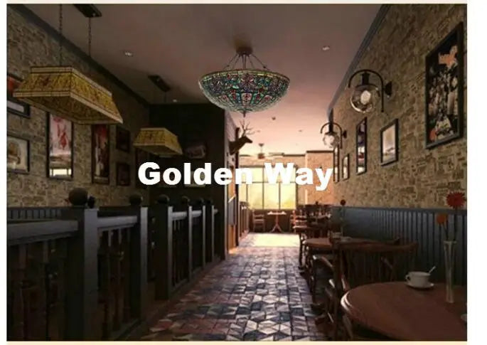 Classic Tiffany Style Stained Glass Pendant Lamp - 22in Country Living Room Lighting