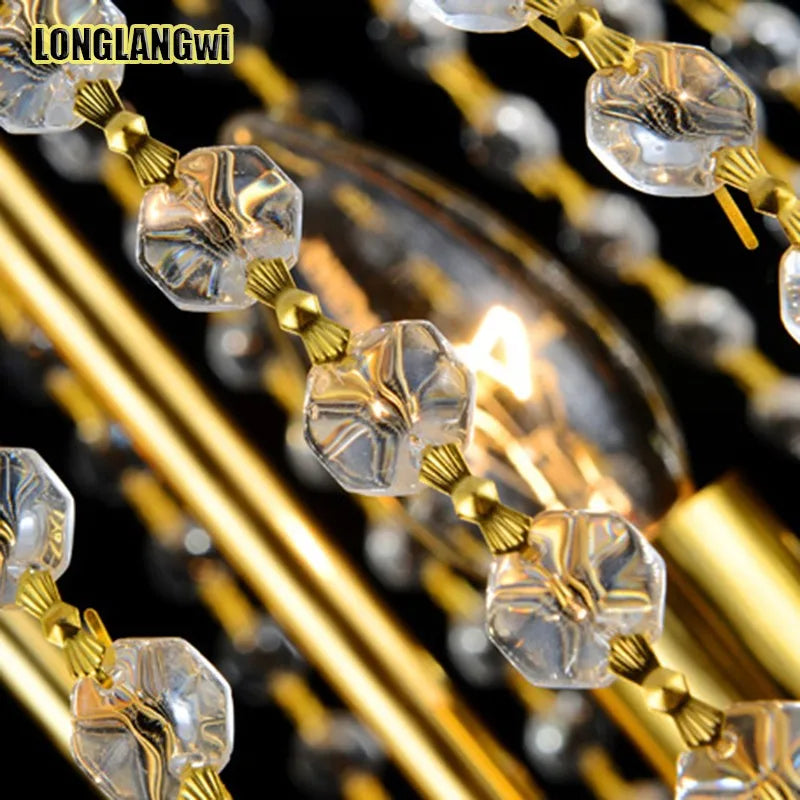 Modern Crystal Chandelier with Golden LED Lighting for Living Room and Hotel Lobby