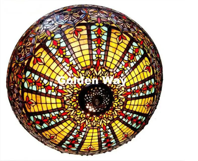 Classic Tiffany Style Stained Glass Pendant Lamp - 22in Country Living Room Lighting