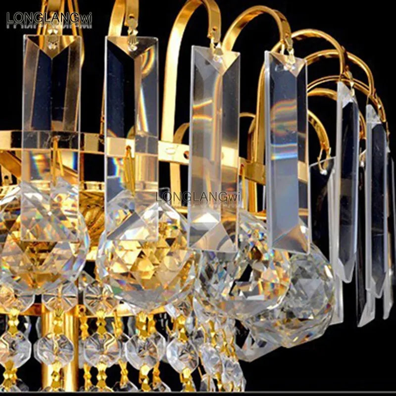 Modern Crystal Chandelier with Golden LED Lighting for Living Room and Hotel Lobby
