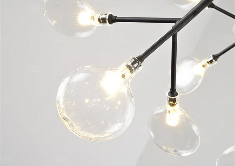 Firefly LED Pendant Crystal Chandelier - Enchanting Starry Light Fixture for Home and Commercial Décor with Frosted Glass Shade