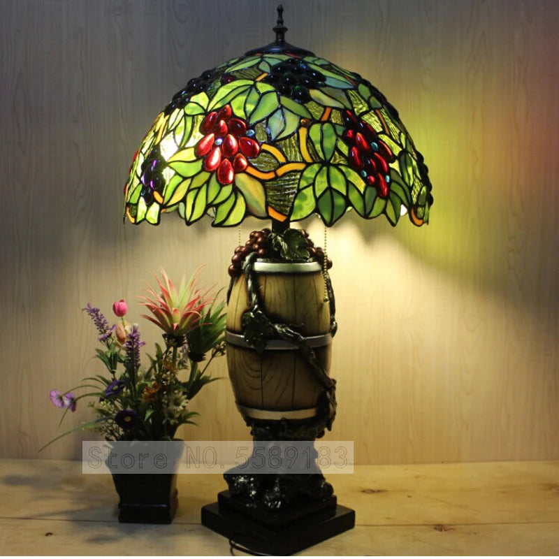 Antique Grape Vine Table Lamp - 16 Elegant Vintage Desk Light for Living Room Decor