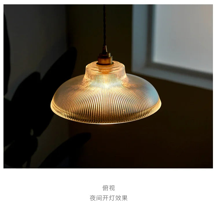 Japanese Brass Semicircular Glass Chandelier - Nordic Simple Bed and Bedroom Hallway Balcony Bar Dining Room Light