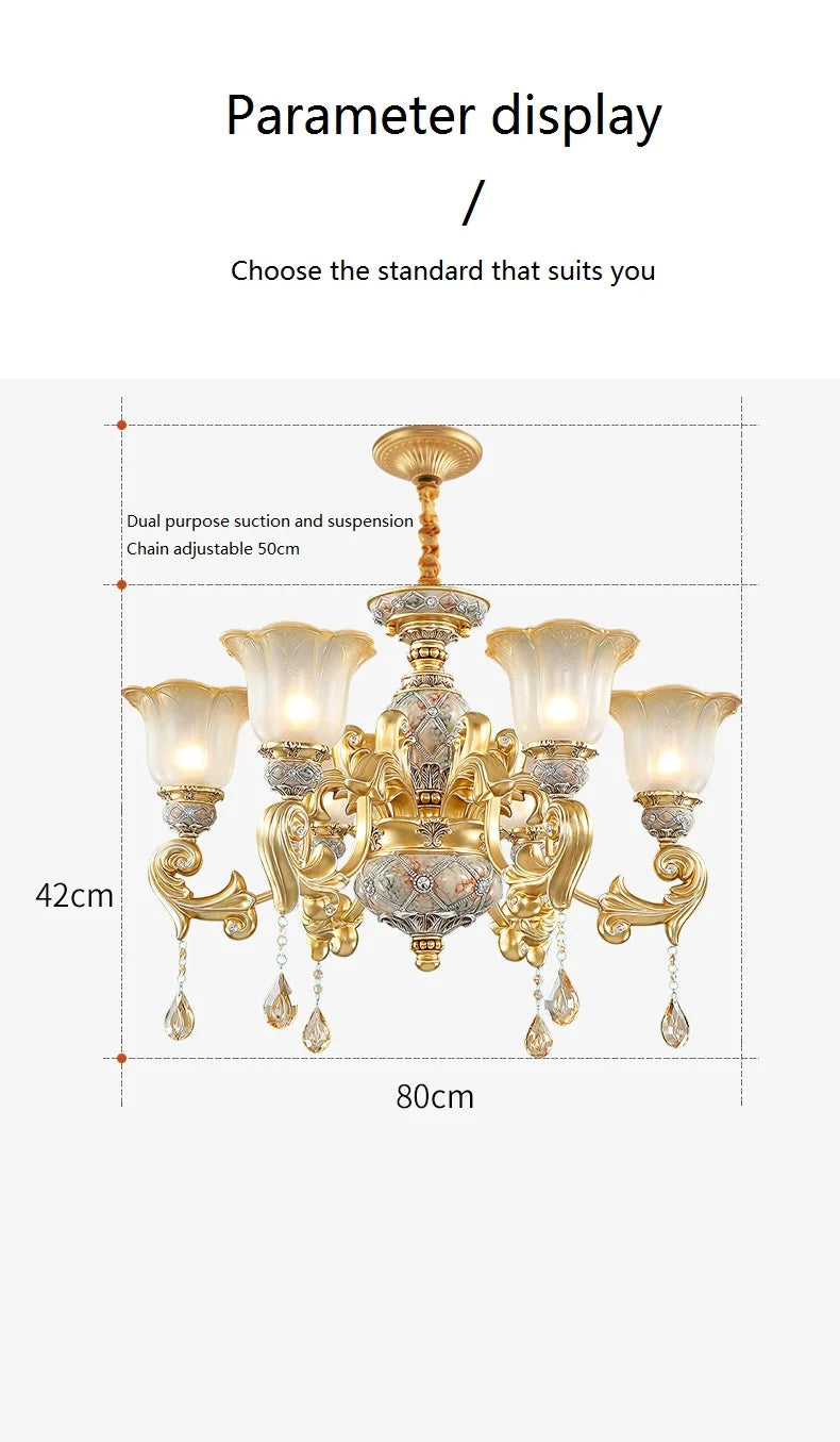 Luxurious European Resin Chandelier for Living Room  Dining Room - Elegant Villa Lighting