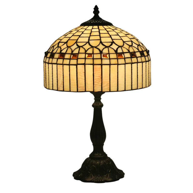 Elegant Yellow Tiffany Table Lamp with Crystal  Stained Glass Design - LED Bedside Light for Home Restaurant Bar