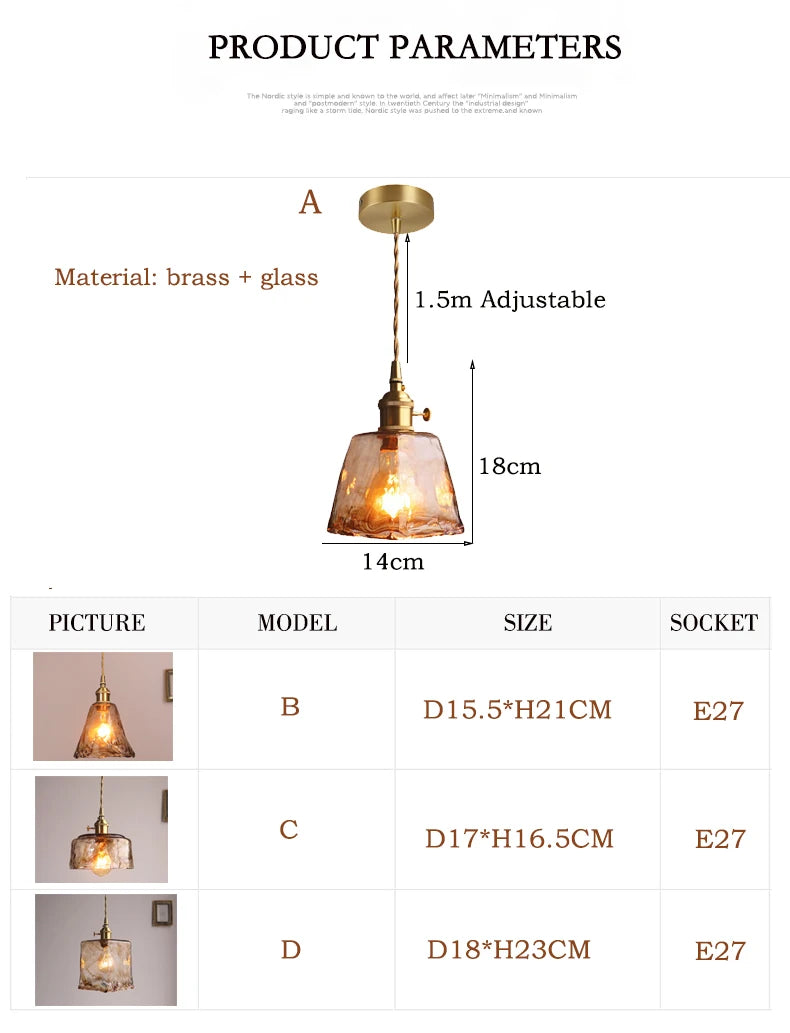 Modern Brass Glass Pendant Lamp Kitchen Hanging Chandelier for Ceiling Dining Room Living Room Bedroom Modern Suspension