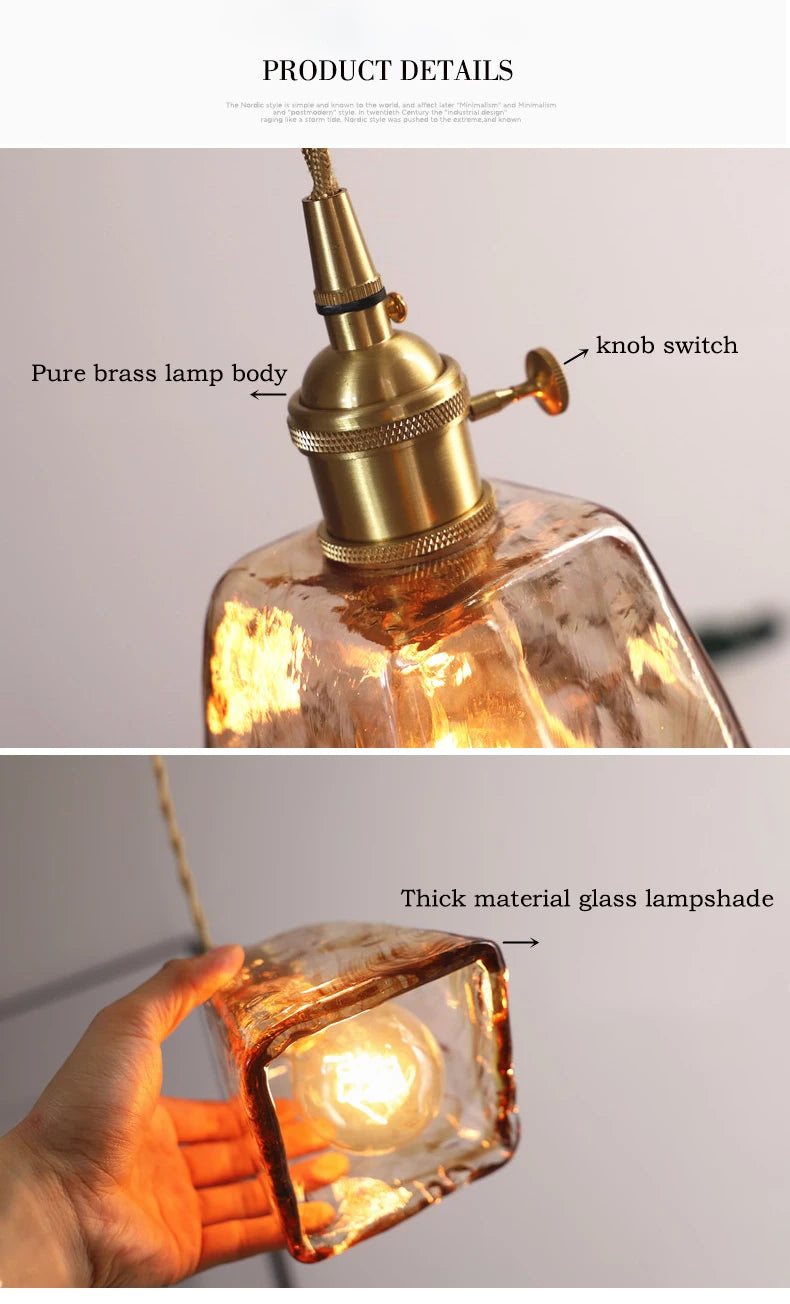 Modern Brass Glass Pendant Lamp Kitchen Hanging Chandelier for Ceiling Dining Room Living Room Bedroom Modern Suspension