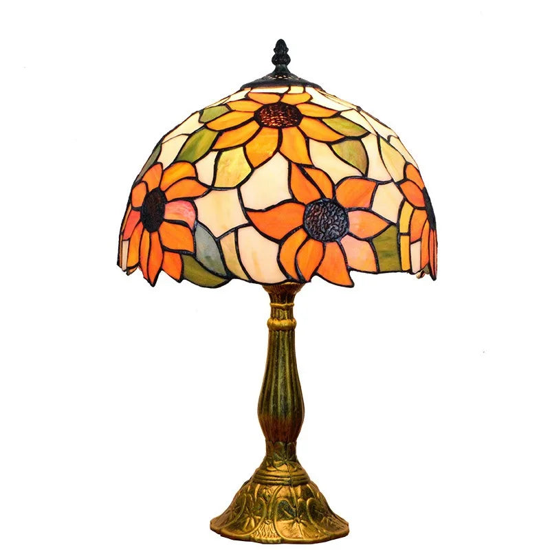 Tiffany Large Sunflower Stained Glass Lamp  Mediterranean Nightstand  Desk Light