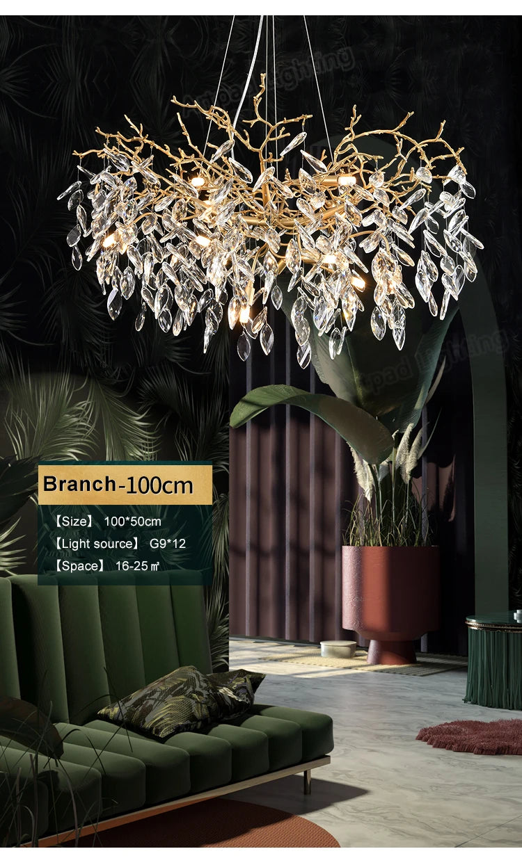 Luxury Crystal Chandelier  Elegant Metal Hanging Lamp for Dining Room Living Room  Hotel Décor in Gold Finish