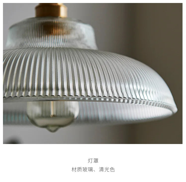 Japanese Brass Semicircular Glass Chandelier - Nordic Simple Bed and Bedroom Hallway Balcony Bar Dining Room Light