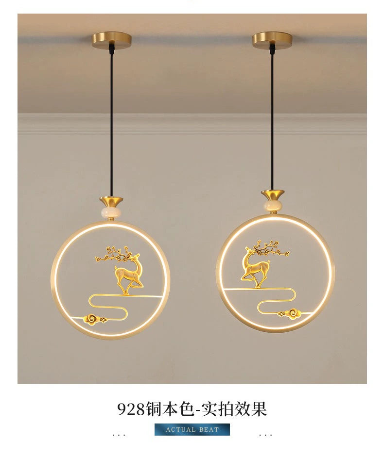 Elegant Copper Bedside Chandelier - Simple Luxury Droplight for Bedroom and Dining Room