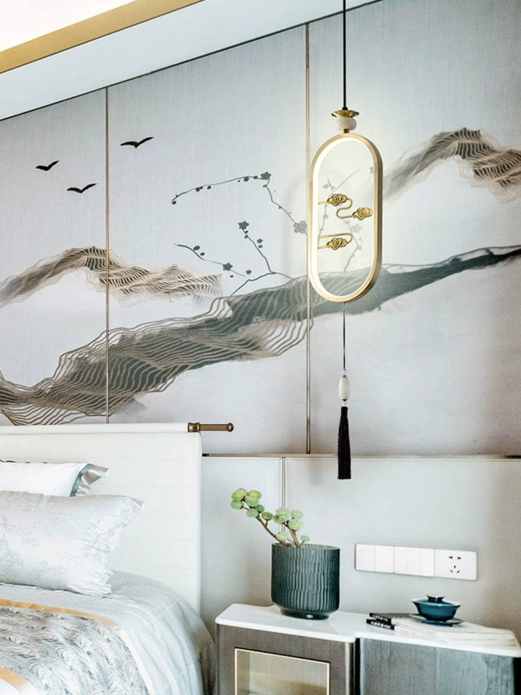 Elegant Copper Bedside Chandelier - Simple Luxury Droplight for Bedroom and Dining Room