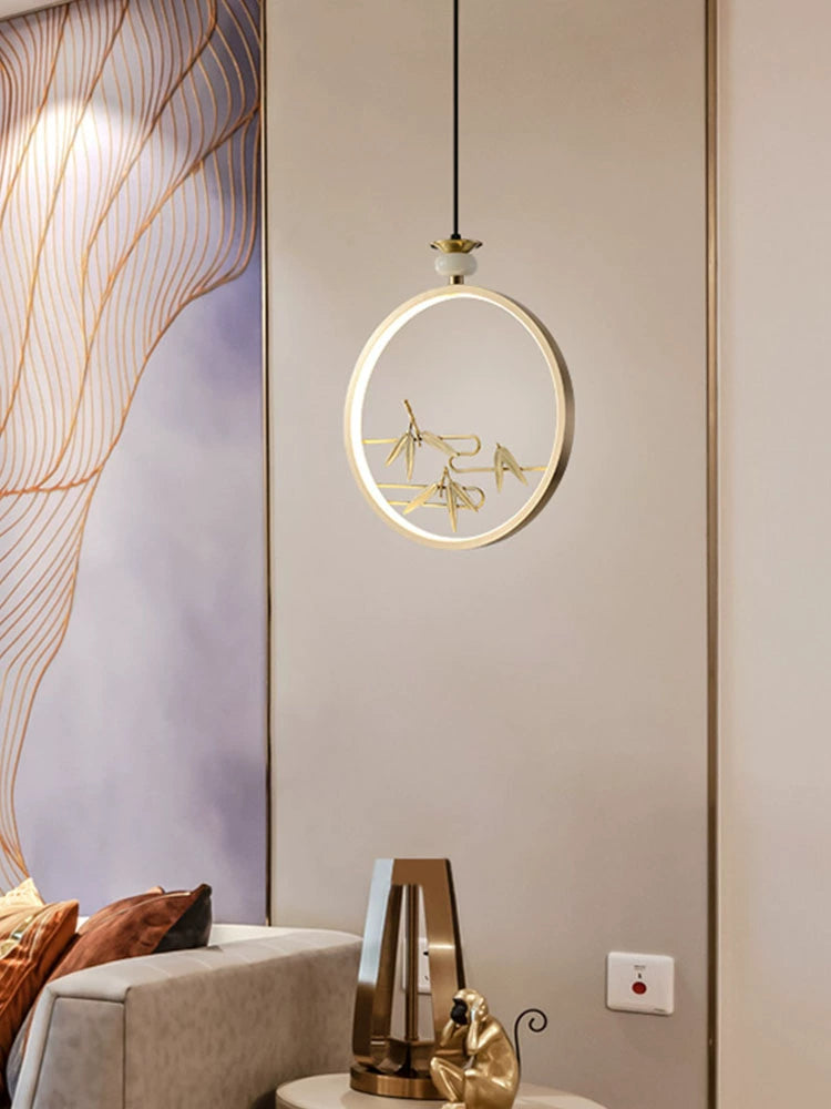 Elegant Copper Bedside Chandelier - Simple Luxury Droplight for Bedroom and Dining Room