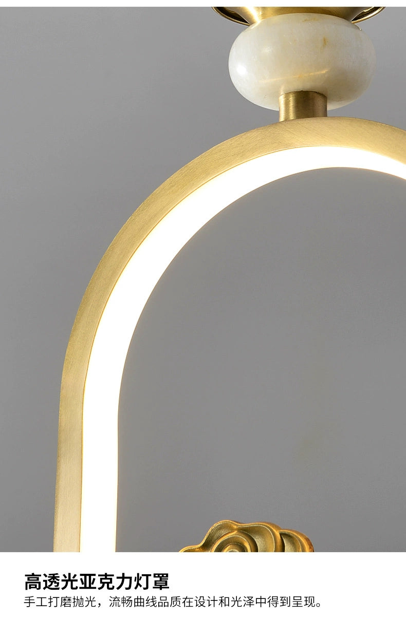 Elegant Copper Bedside Chandelier - Simple Luxury Droplight for Bedroom and Dining Room