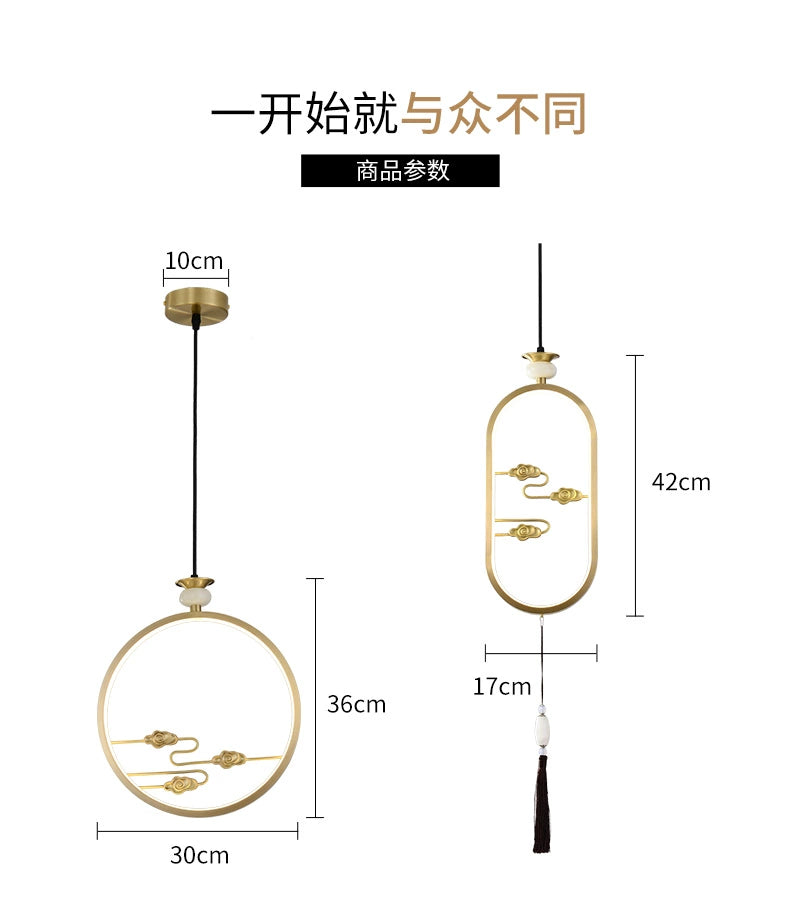 Elegant Copper Bedside Chandelier - Simple Luxury Droplight for Bedroom and Dining Room