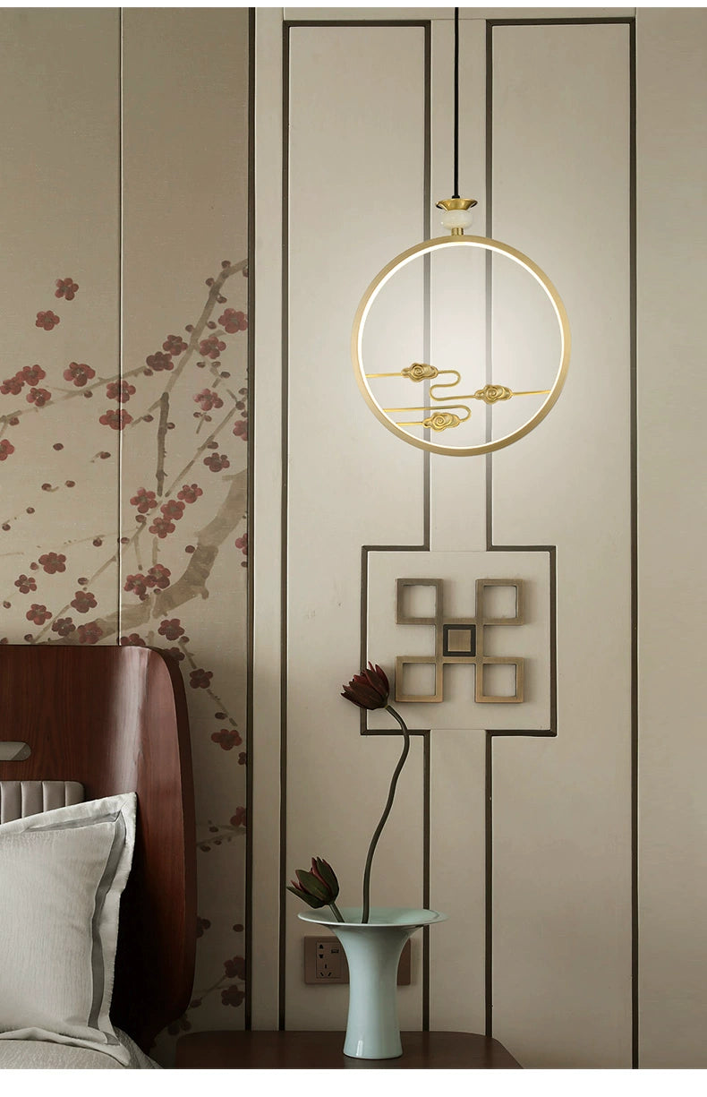 Elegant Copper Bedside Chandelier - Simple Luxury Droplight for Bedroom and Dining Room