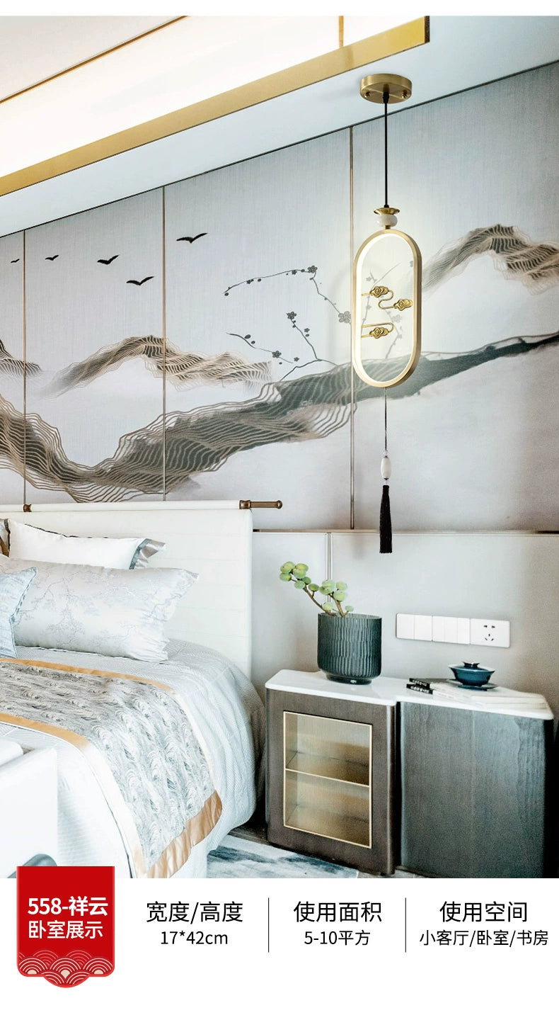 Elegant Copper Bedside Chandelier - Simple Luxury Droplight for Bedroom and Dining Room