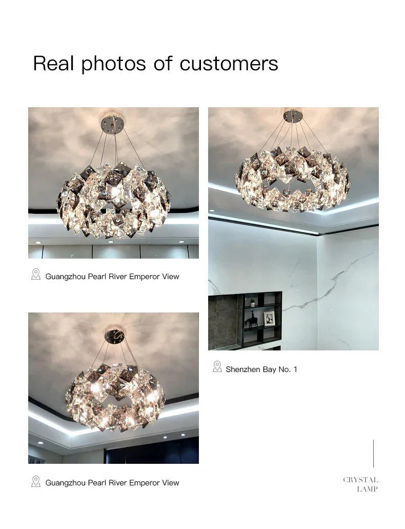 Postmodern Crystal Chandelier for Living Room  Bedroom - Elegant Three-Color Design for Home  Restaurant