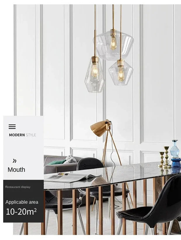 Minimalist Dining Room Chandelier Bedside Lamp Kitchen Bar Table Lamp Bedroom Lighting Glass Light Luxury Nordic Lamps