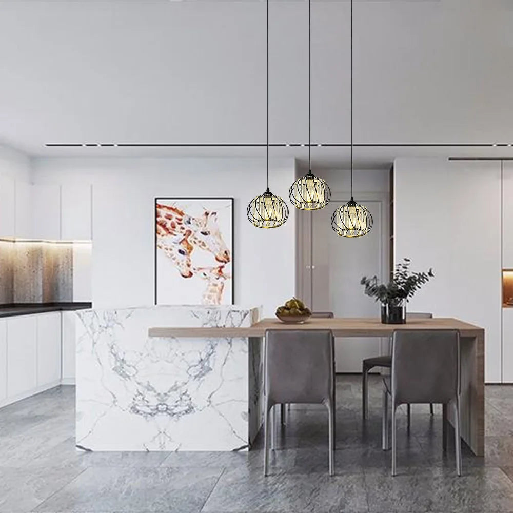 Simple Nordic Glass Chandelier with Modern LED Lighting | Elegant Polished Metal Shade in Gold or Black Semi-Flush Mount Design