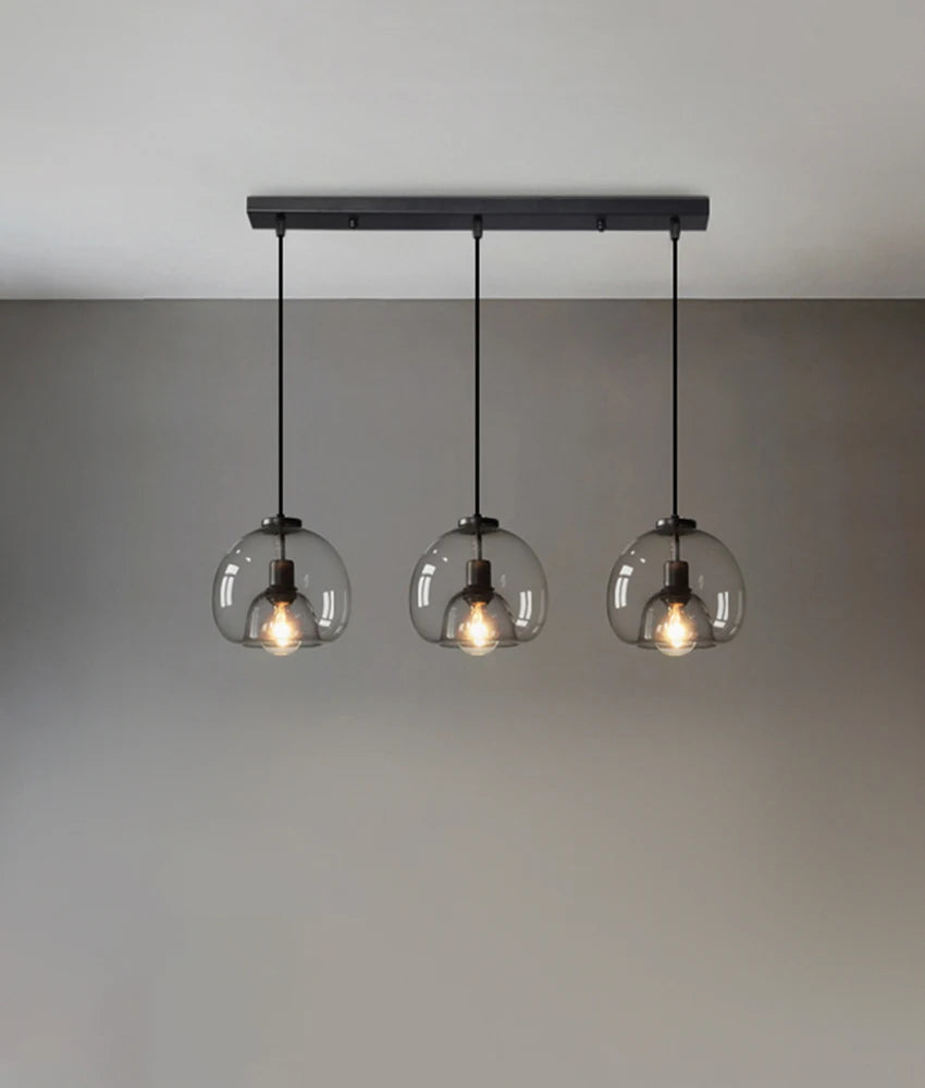 Glass LED Ceiling Chandelier Black Pendant Lamp for Living Room Dining Table Kitchen Bedroom Modern Gray Art Hanging Light