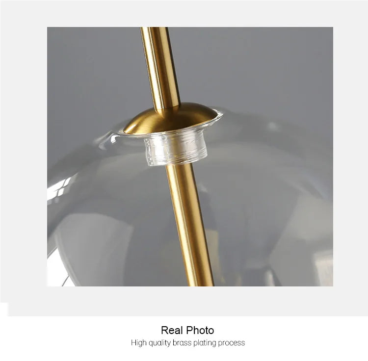 Nordic Chandeliers Lighting Clear Glass Ball Pendant Lights Dining Room Bedroom Decorate Kitchen Fixture Bedside Bar Hanging Lamp