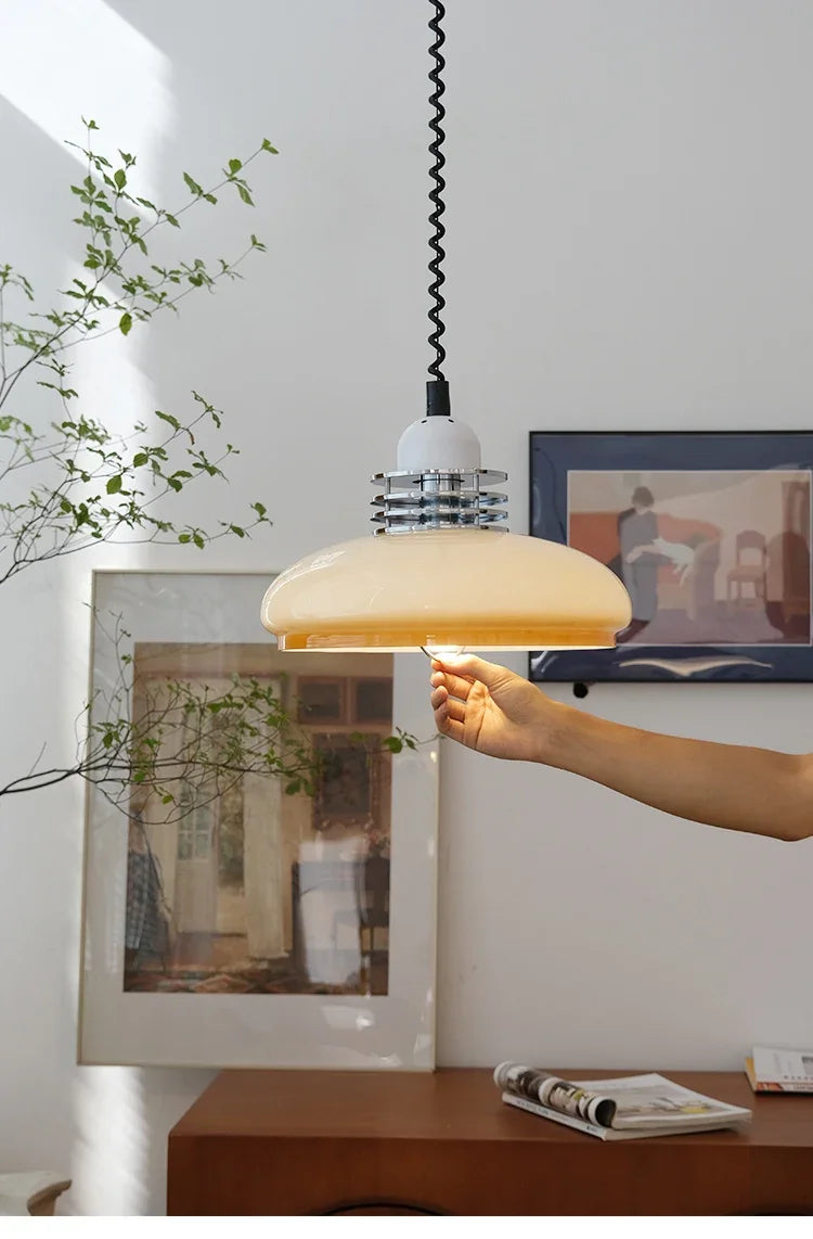 Bauhaus Glass Pendant Light LED Medieval Retro Retractable Chandeliers Restaurant Bar Bedroom Study Pendant Hanging Lamp Lustre
