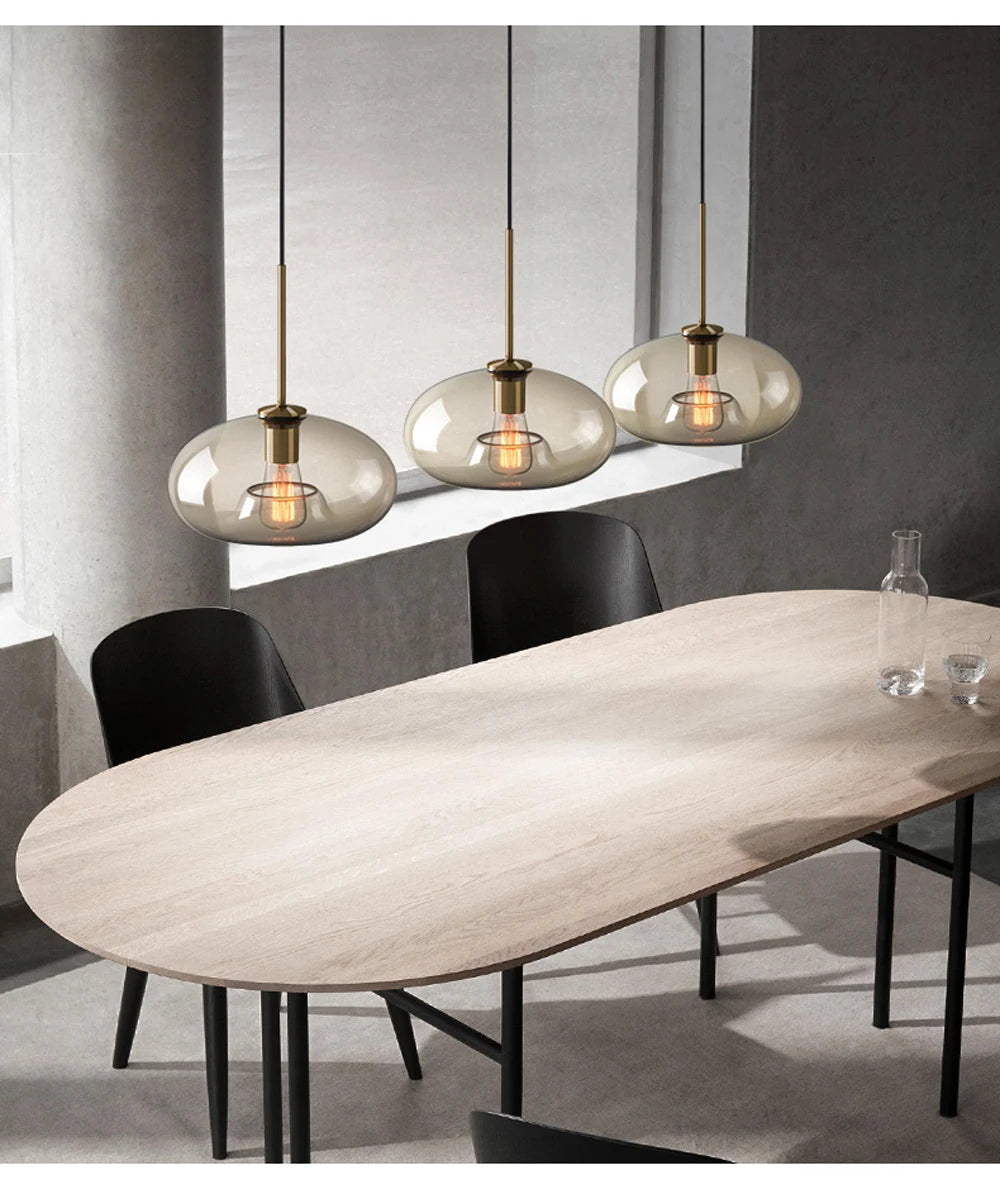 Modern Glass Pendant Light for Dining Room Cafe Bar Bedroom Bedside Hanging Lamps for Ceiling Kitchen Island Suspension Chandelier